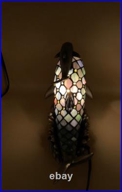 Art Deco Dolphin Stain Glass Lamp. Works Well