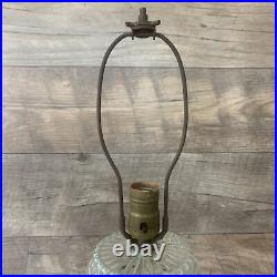 Art Deco Early Electric Glass, Antique Glass Lamp, Clear Glass Lamp with Ribbed