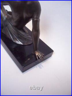 Art Deco Egyptian Revival Nude Female Millefiori Shade Lamp On Marble Plinth 12