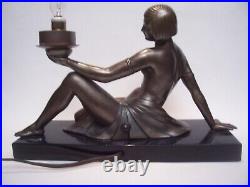 Art Deco Egyptian Revival Nude Female Millefiori Shade Lamp On Marble Plinth 12