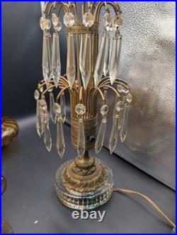Art Deco Electric Waterfall Glass Fountain of Crystal Boudoir Table Lamp 1930s