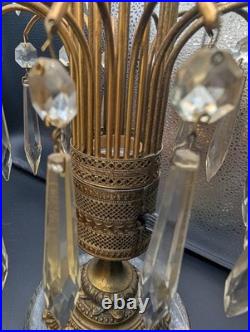 Art Deco Electric Waterfall Glass Fountain of Crystal Boudoir Table Lamp 1930s