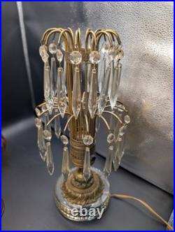 Art Deco Electric Waterfall Glass Fountain of Crystal Boudoir Table Lamp 1930s