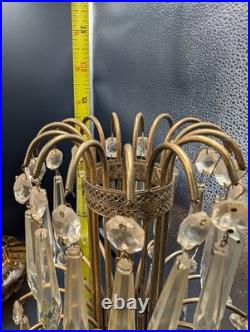 Art Deco Electric Waterfall Glass Fountain of Crystal Boudoir Table Lamp 1930s