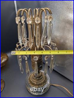 Art Deco Electric Waterfall Glass Fountain of Crystal Boudoir Table Lamp 1930s