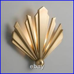 Art Deco Fan Wall Sconce Solid Brass Sunburst Light Vintage Style Lamp