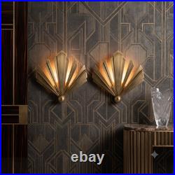 Art Deco Fan Wall Sconce Solid Brass Sunburst Light Vintage Style Lamp
