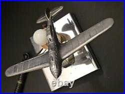 Art Deco Fighter Plane + Air Ship Lamp RARE! Perfect Condition