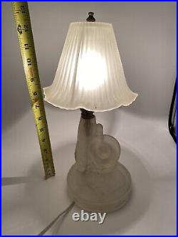 Art Deco Figural Boudoir Lamp Clear Frosted