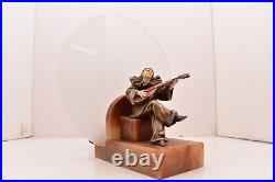 Art Deco Figural Jester Chiparus Madeline Player Accent Table Lamp Clown Acrobat