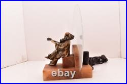 Art Deco Figural Jester Chiparus Madeline Player Accent Table Lamp Clown Acrobat
