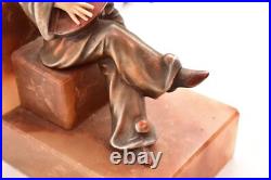 Art Deco Figural Jester Chiparus Madeline Player Accent Table Lamp Clown Acrobat