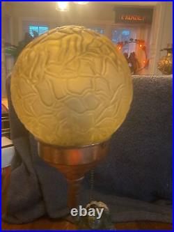 Art Deco Figural Lamp. Woman On Sea Serpent. Ball Shade