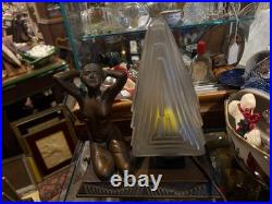 Art Deco Figural Nude Lamp with Frosted Glass Shade