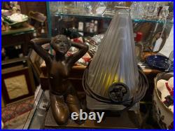 Art Deco Figural Nude Lamp with Frosted Glass Shade