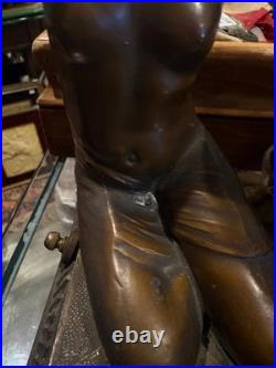 Art Deco Figural Nude Lamp with Frosted Glass Shade