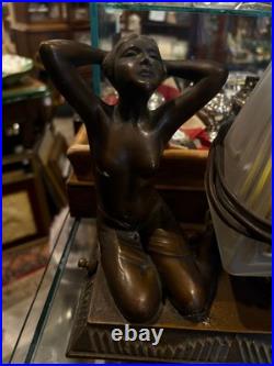 Art Deco Figural Nude Lamp with Frosted Glass Shade
