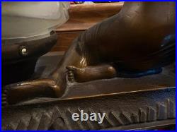Art Deco Figural Nude Lamp with Frosted Glass Shade