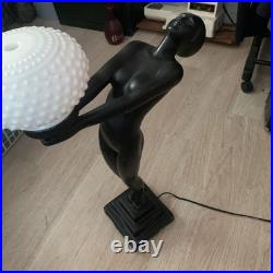 Art Deco Figural Table Lamp, Nude Woman By French Known Artist. Size 24x15x8