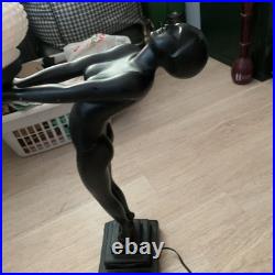 Art Deco Figural Table Lamp, Nude Woman By French Known Artist. Size 24x15x8