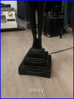 Art Deco Figural Table Lamp, Nude Woman By French Known Artist. Size 24x15x8