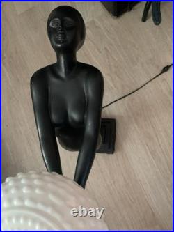 Art Deco Figural Table Lamp, Nude Woman By French Known Artist. Size 24x15x8
