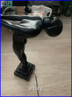 Art Deco Figural Table Lamp, Nude Woman By French Known Artist. Size 24x15x8