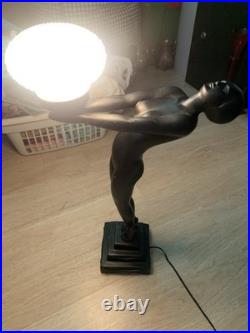 Art Deco Figural Table Lamp, Nude Woman By French Known Artist. Size 24x15x8