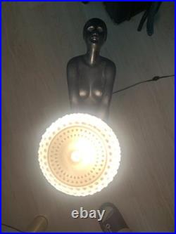 Art Deco Figural Table Lamp, Nude Woman By French Known Artist. Size 24x15x8