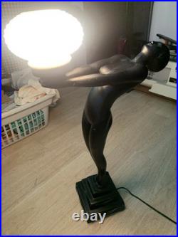 Art Deco Figural Table Lamp, Nude Woman By French Known Artist. Size 24x15x8