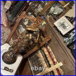 Art Deco Figural Woman Lamp Vintage Metal Table Lamp, Sculptural Lighting