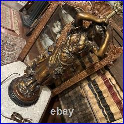 Art Deco Figural Woman Lamp Vintage Metal Table Lamp, Sculptural Lighting