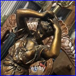 Art Deco Figural Woman Lamp Vintage Metal Table Lamp, Sculptural Lighting