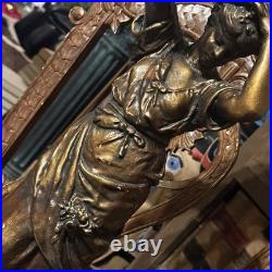 Art Deco Figural Woman Lamp Vintage Metal Table Lamp, Sculptural Lighting