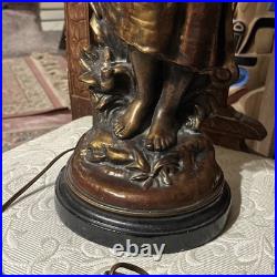 Art Deco Figural Woman Lamp Vintage Metal Table Lamp, Sculptural Lighting