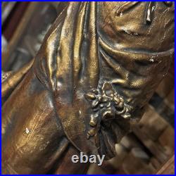 Art Deco Figural Woman Lamp Vintage Metal Table Lamp, Sculptural Lighting