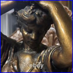 Art Deco Figural Woman Lamp Vintage Metal Table Lamp, Sculptural Lighting