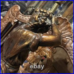 Art Deco Figural Woman Lamp Vintage Metal Table Lamp, Sculptural Lighting