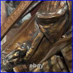 Art Deco Figural Woman Lamp Vintage Metal Table Lamp, Sculptural Lighting