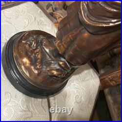 Art Deco Figural Woman Lamp Vintage Metal Table Lamp, Sculptural Lighting