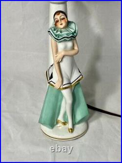 Art Deco Flapper Boudoir Lamp Rudolstadt Porcelain Figurine Half Doll Vanity