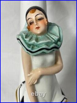 Art Deco Flapper Boudoir Lamp Rudolstadt Porcelain Figurine Half Doll Vanity