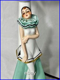 Art Deco Flapper Boudoir Lamp Rudolstadt Porcelain Figurine Half Doll Vanity