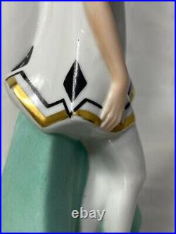Art Deco Flapper Boudoir Lamp Rudolstadt Porcelain Figurine Half Doll Vanity