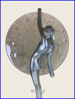 Art Deco Frankart Nude Nymph with Consolidated Glass Moon Lamp by Sarsaparilla