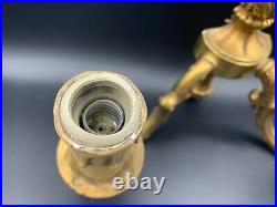 Art Deco French Ornate Brass Sconce Double Wall Mounted Electric Light Fixture