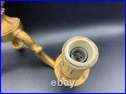 Art Deco French Ornate Brass Sconce Double Wall Mounted Electric Light Fixture