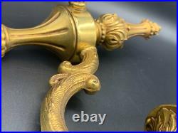 Art Deco French Ornate Brass Sconce Double Wall Mounted Electric Light Fixture