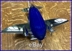 Art Deco French Style Chrome Airplane Model Design Table Lamp New Old Stock