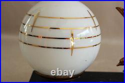 Art Deco French Table / Bedside Lamp Antique Marble, Bronze, Glass working